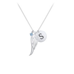Personalized Hand Stamped Necklace, Angel Wing Necklace, Remembrance  Necklace ,Birthstone Jewelry, Gift for her, Mother Jewelry