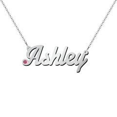 Custom name necklace with on sale birthstone