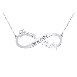 925 Sterling Silver Custom Two Name Infinite Love Necklace With Photo  Projection - Irkind Jewelry - Personalized Jewelry
