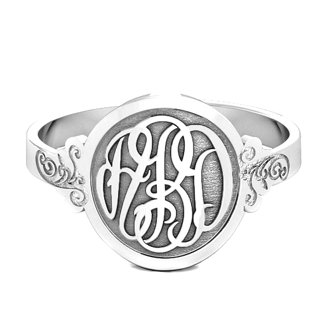 925 Solid Silver Custom Monogram Name Ring 3 Initals Name Ring