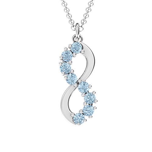 Sterling Silver 8 Stone Infinity Pendant with Aquamarine (Simulated ...