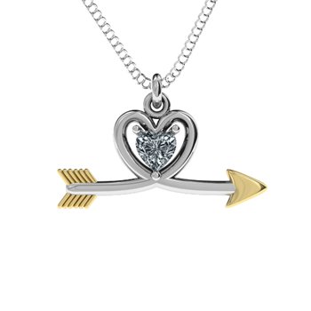 14k shops Yellow Gold Heart & Arrow Pendant, Arrow Heart- Genuine 14k Yellow Gold - Pendant Gift, Dainty, Love