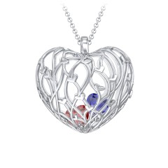 Caged heart store birthstone necklace