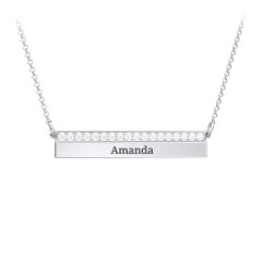 Engraved horizontal store bar necklace