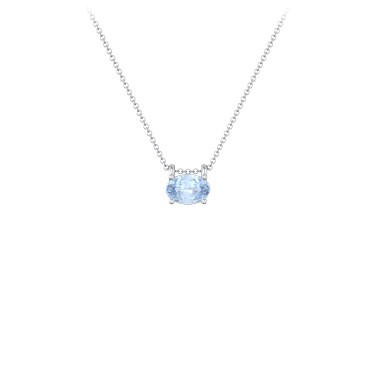 Sterling Silver East-West Oval Necklace with Gemstone and Aquamarine ...