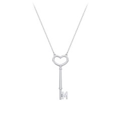 Sterling Silver Initial Heart Key Necklace - M | Jewlr