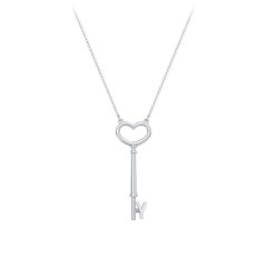 Sterling Silver Initial Heart Key Necklace - Y | Jewlr