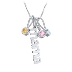 Sterling Silver Vertical Mama Necklace | Tiny Tags