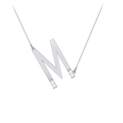 asymmetrical initial necklace sterling silver