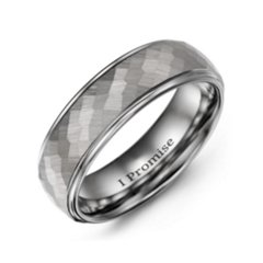 Men S Hammered Center Polished Tungsten Ring Jewlr   JWM0113 