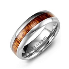 MHC - Men's Beveled Koa Wood Ceramic Wedding Ring