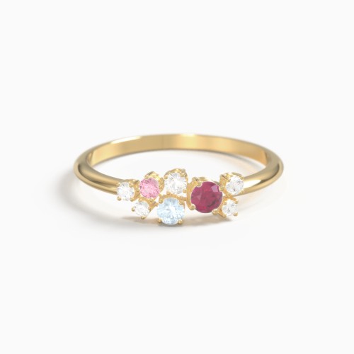 4-Stone Cluster Ring with Accent Stones