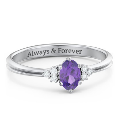 Solitaire Oval with Triple Accents Ring | Jewlr