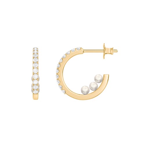 Pavé Open Hoop Studs with Hidden Pearls