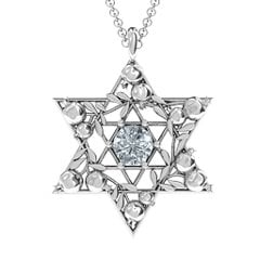 Sterling Silver Small Pomegranate Star Of David Necklace good